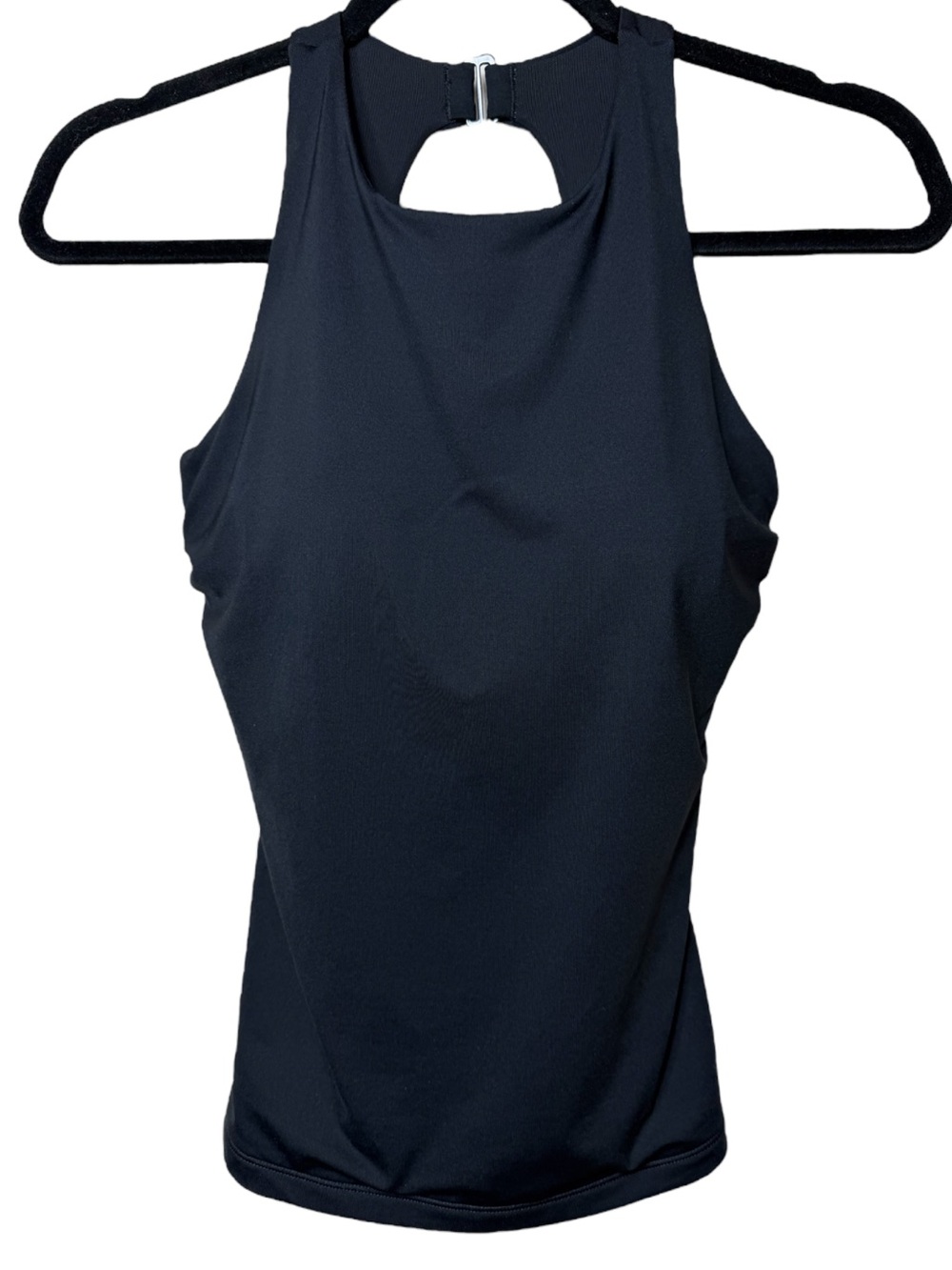 Athleta Maldives Bra Cup Tankini Racerback Tank Swim Top Black High Neck